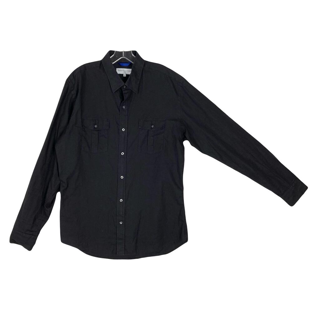 NWOT TEDDY STRATFORD NYC Shirt 4/L Black”The Pilot”Zip Button-Up Long-Sleeve